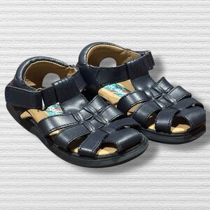 Scott David Toddler Boy Sandals 8M Navy Leather Fisherman Sailor Style